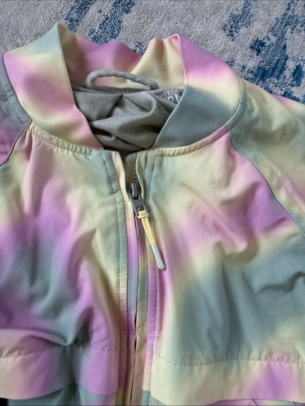 Athleta Girls' Pastel Tie-Dye Jean Jacket in Pink, Yellow & Green